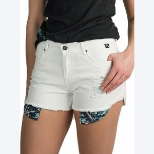 Muddy Girl White Distressed Denim Shorts 8 Western Camo